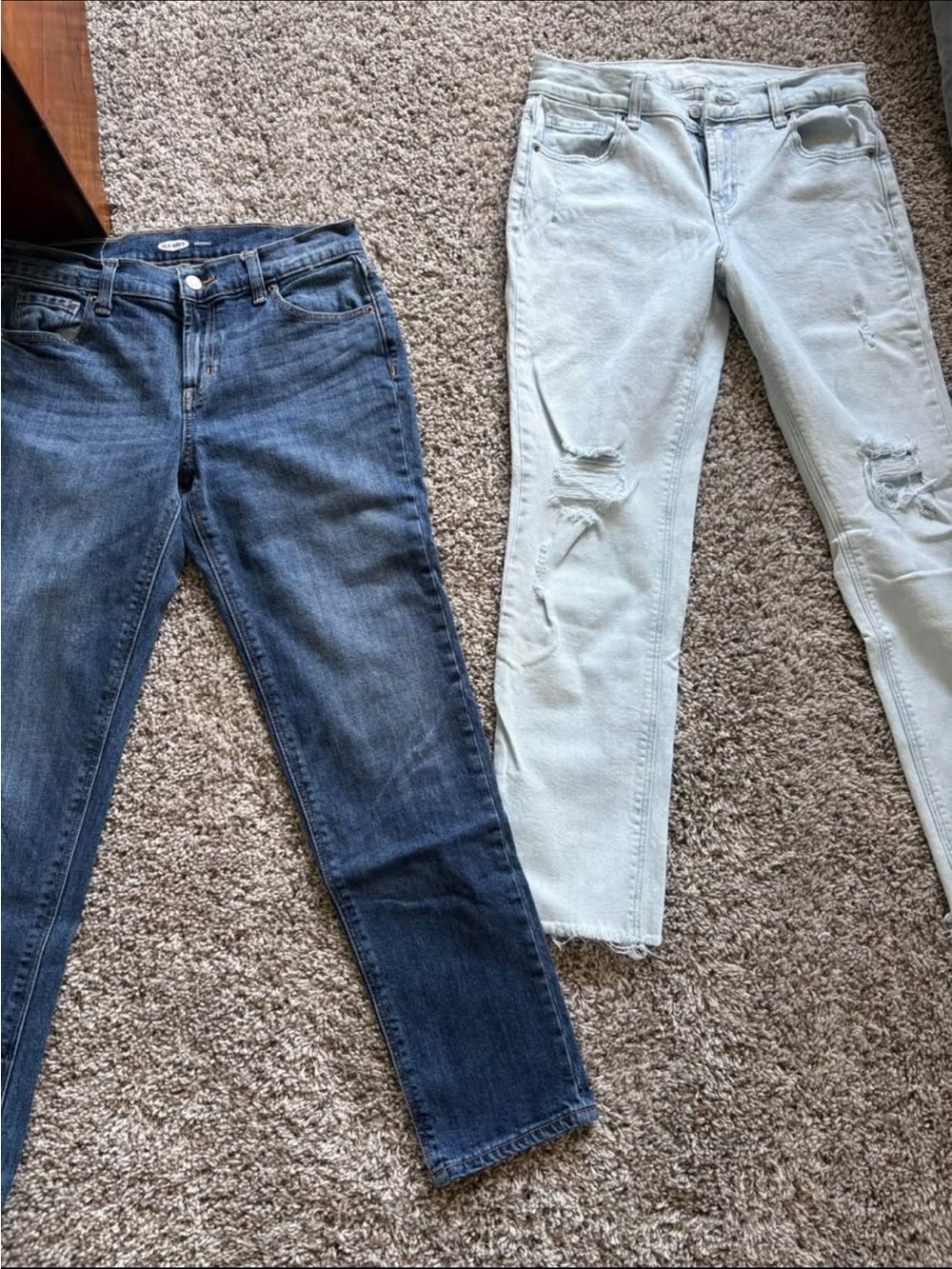 Women’s Straight Leg Jeans - Dark Blue & Light Blue